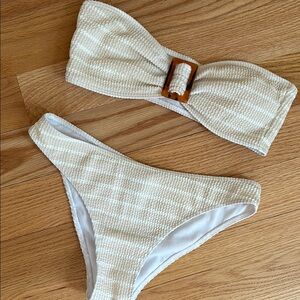 Cream Textured Bikini Set